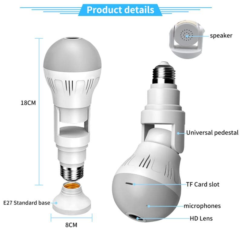 360° Panoramic Hidden Light Bulb Wifi Camera - FrozenBit