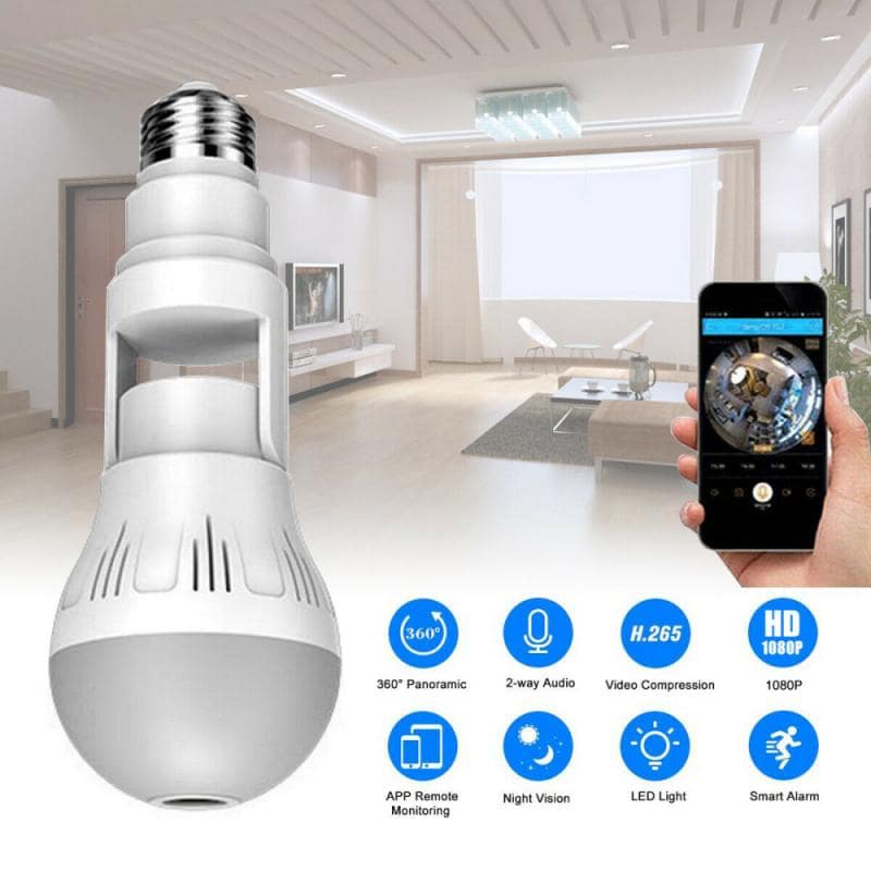 360° Panoramic Hidden Light Bulb Wifi Camera - FrozenBit